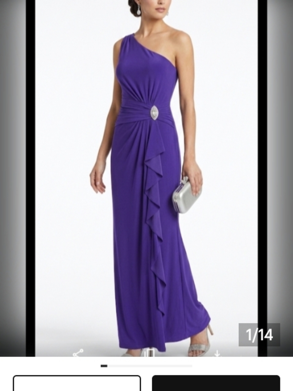 Lauren Ralph Lauren One-Shoulder Jewel-Accent Purple Gown